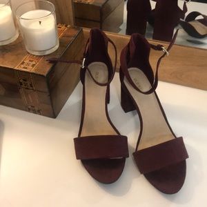 Maroon block heels